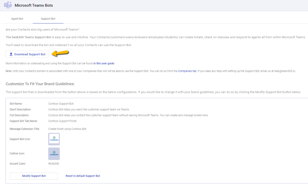 download contoso modified support bot