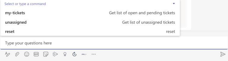 list of commands in agent bot