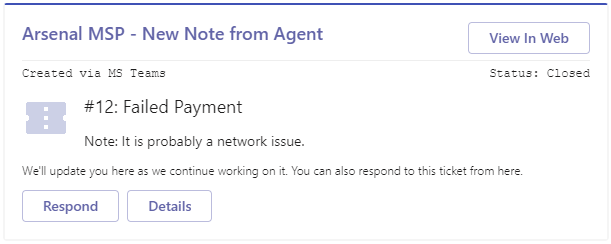 note notification in support bot