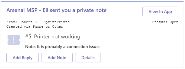 private note notification