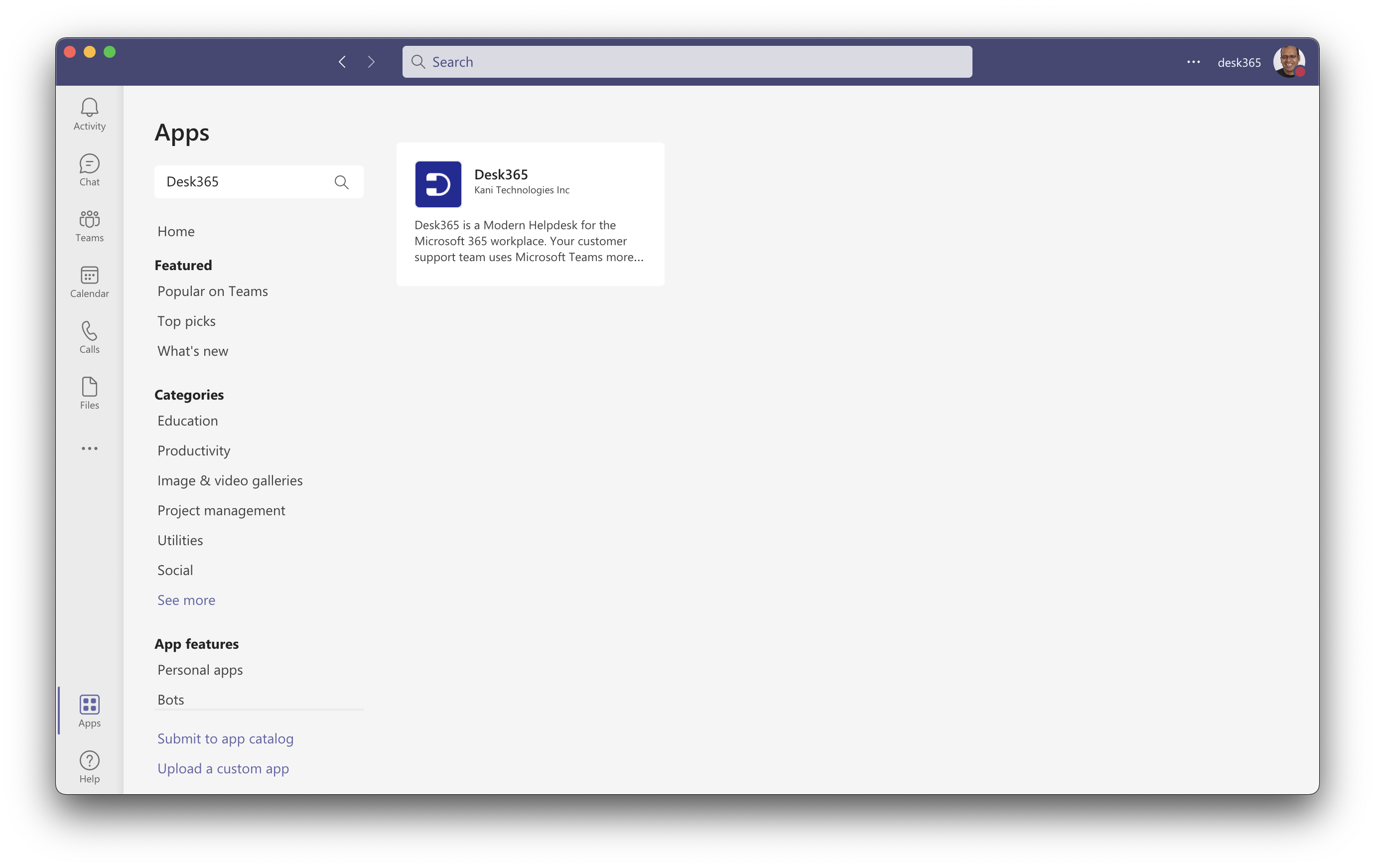 Searching for Microsoft Teams Agent Bot
