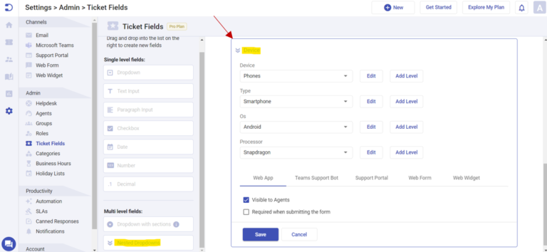 nested dropdown