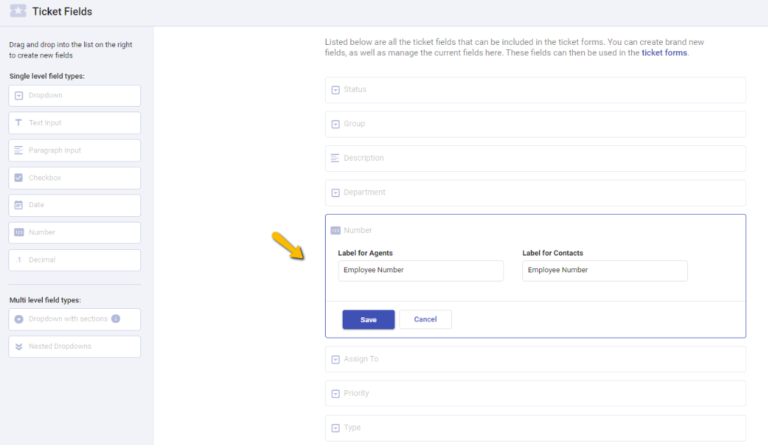 creating employee number custom field