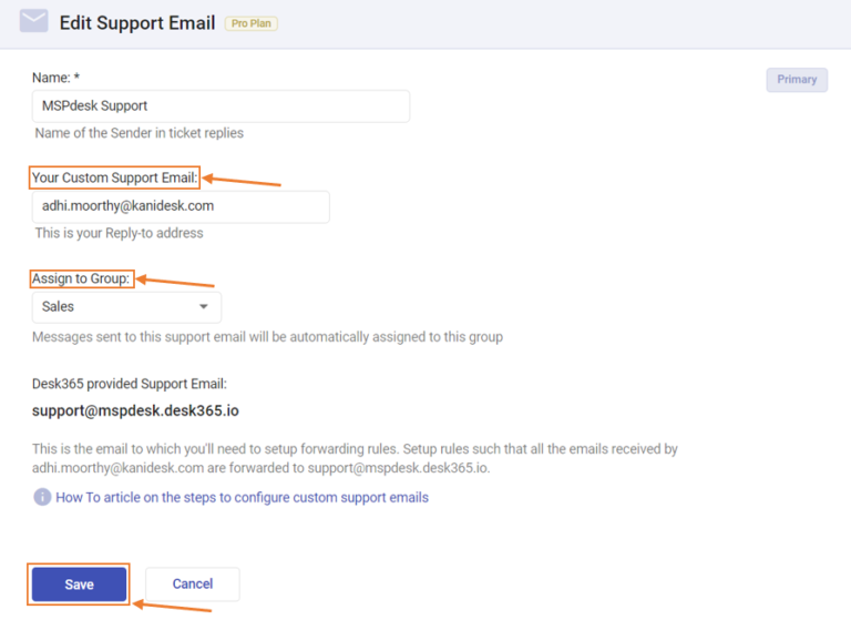 edit support email