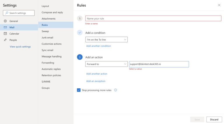 outlook rules