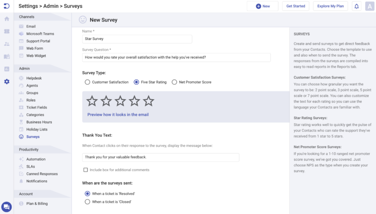 creating a new star rating survey