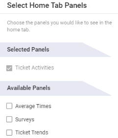 home tab panels dialog box