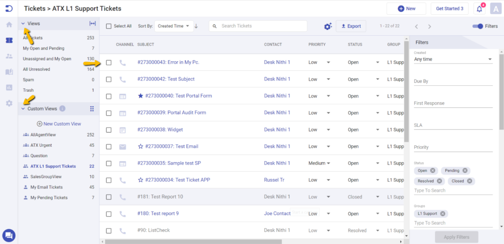 minimize and drag functionality in ticket view and custom view