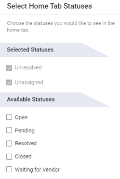 choose the statuses you would like to see in the home tab