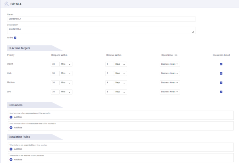 creating slas in desk365