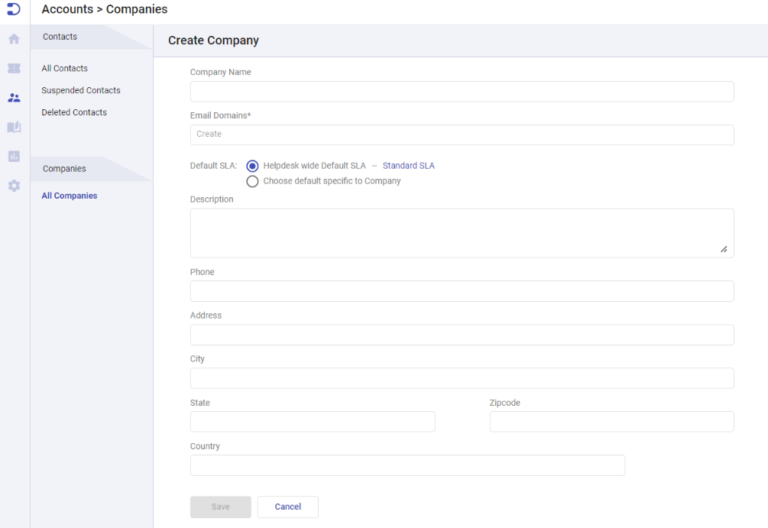 adding accounts and companies in Desk365 agent app