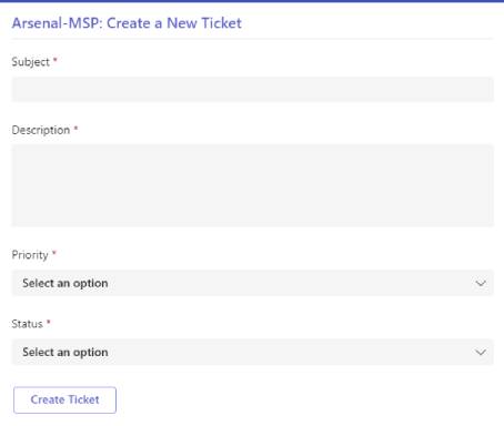 create a new ticket in Desk365 support bot with additional fields