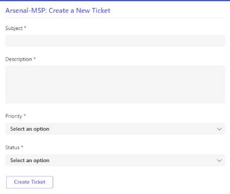create a new ticket in Desk365 support bot with additional fields