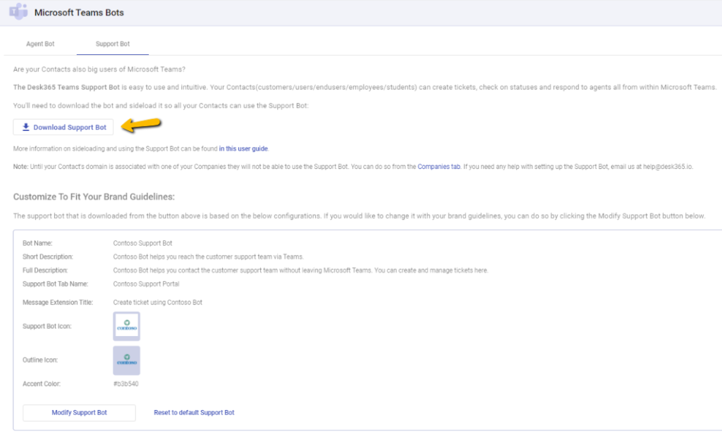 download contoso modified support bot