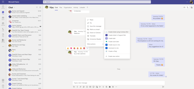 message extension in Teams Chat