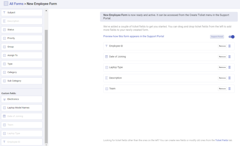 new employee custom form