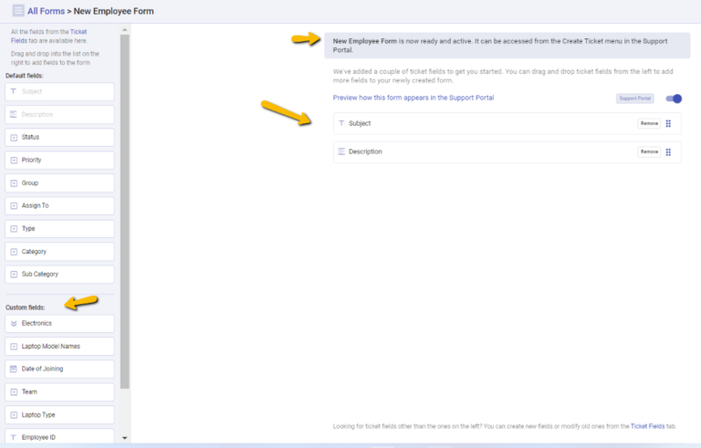 new employee ticket form