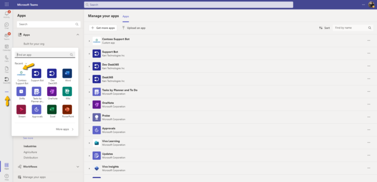 upload custom support bot to your teams instance