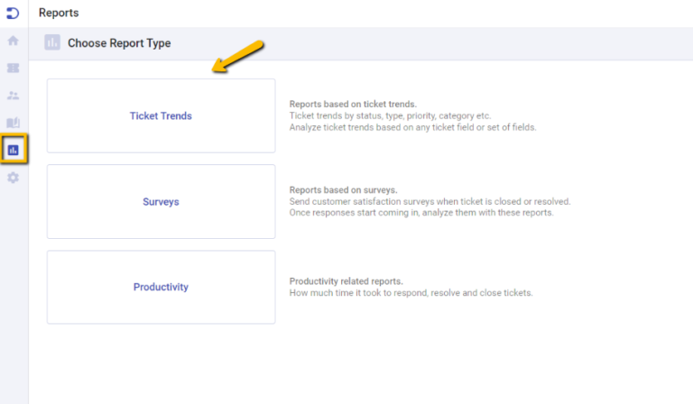 ticket trends report tab in desk365