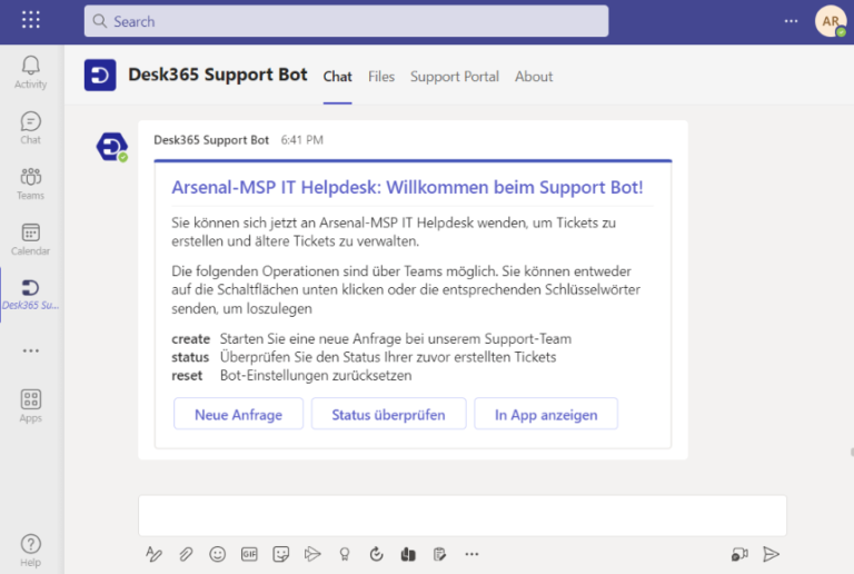 support bot in German language