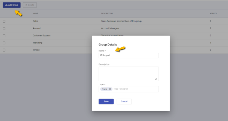 creating a group called IT Support in Desk365