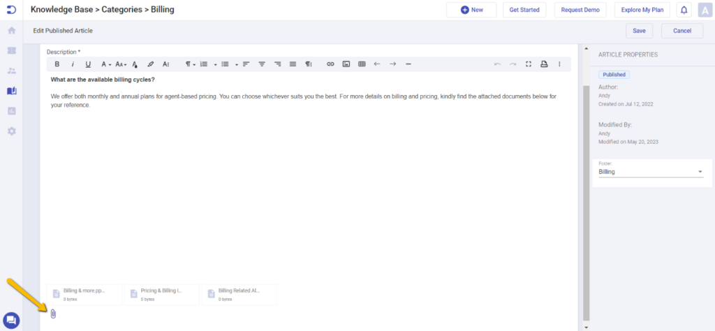 adding attachments in help center articles