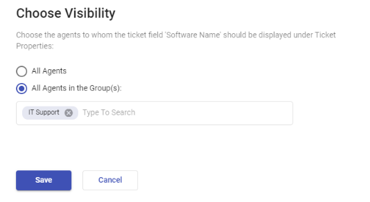 making software name ticket field only available for IT support agents