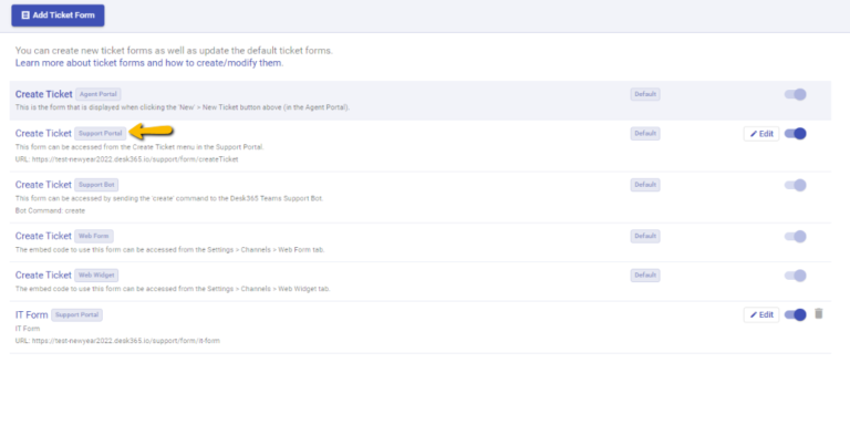 create ticket support portal form