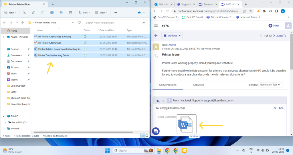 drag and drop multiple documents to the editor