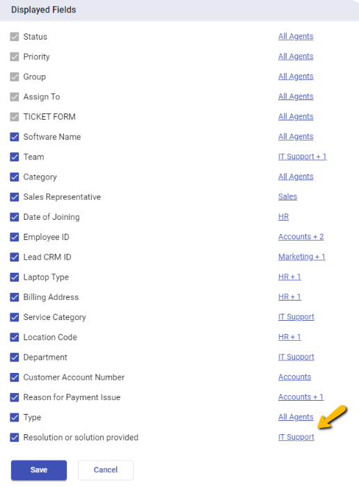 it ticket field example