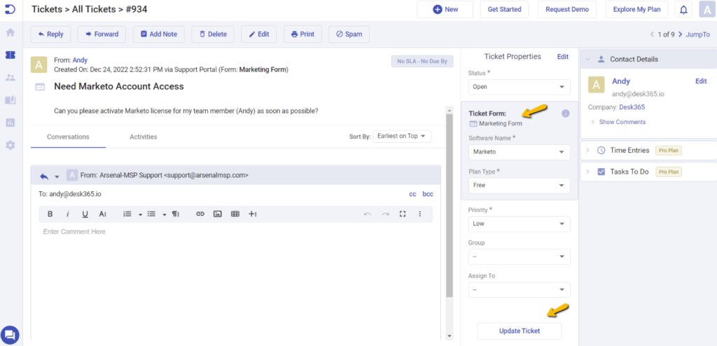 changing order in the ticket properties market custom form