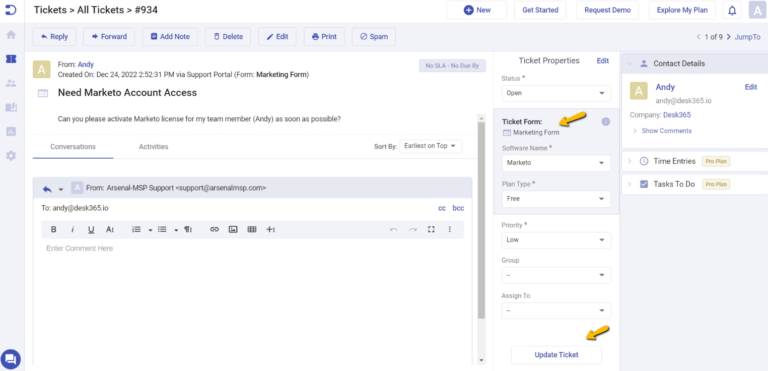 changing order in the ticket properties market custom form