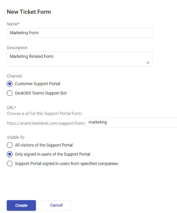 marketing custom form