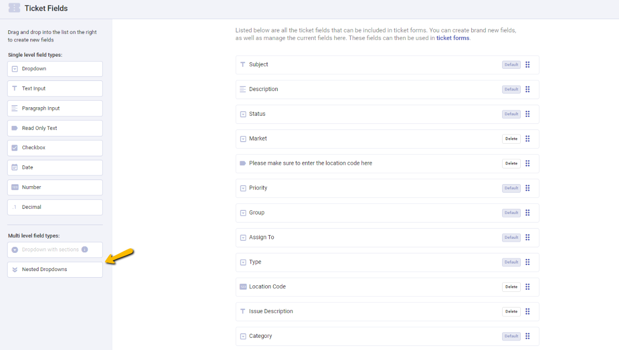 nested dropdown in Desk365