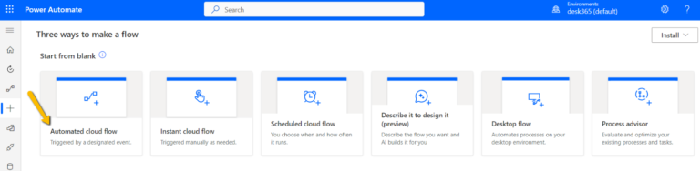 automated cloud flow option from blank