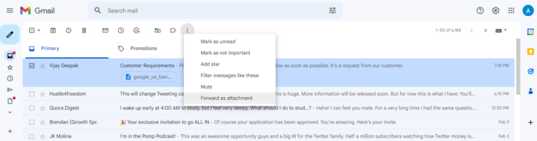 forward as attachment in gmail