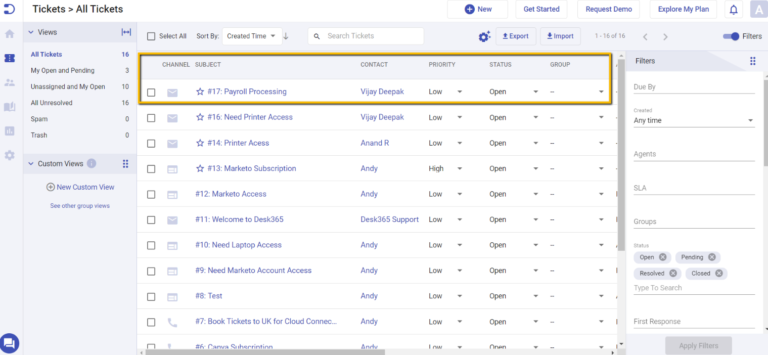 payroll processing ticket example