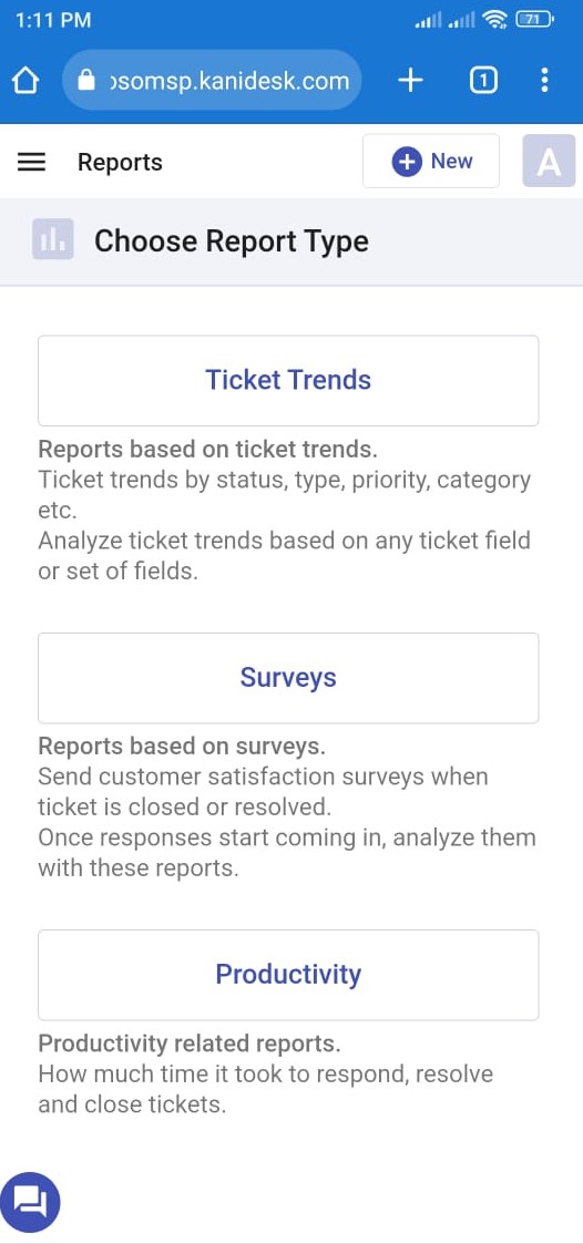 reports module from mobile version