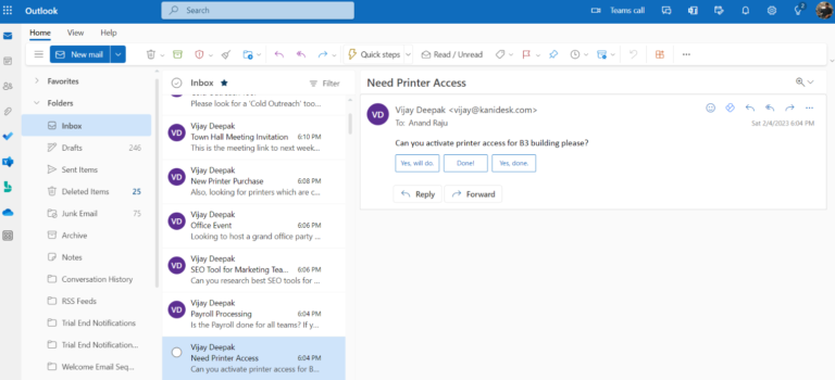 select the email which the customer had sent to support agent separately