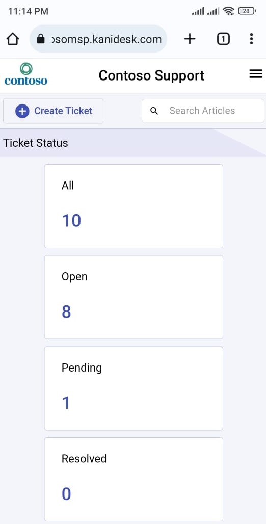 support portal home page from mobile