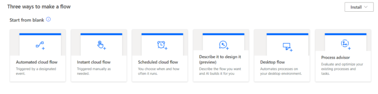 three types of flow in power automate