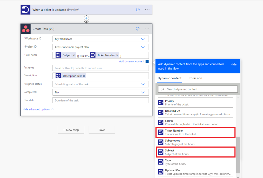 adding required details for a task to get created in Asana