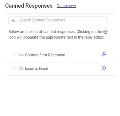 canned responses menu in Desk365