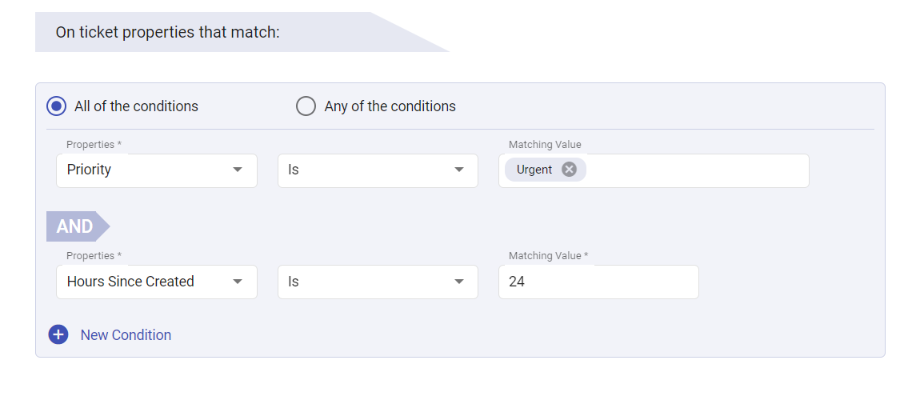 choosing the ticket properties for the time trigger example