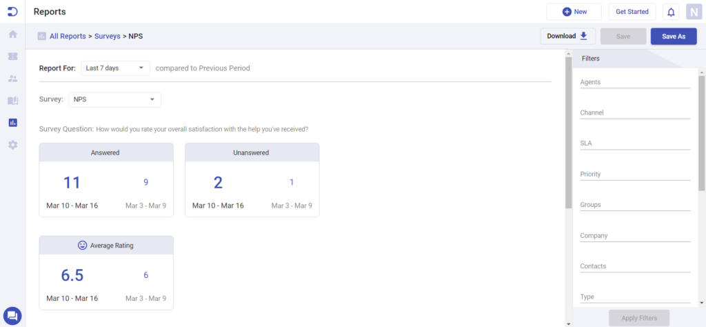 nps survey data in Desk365