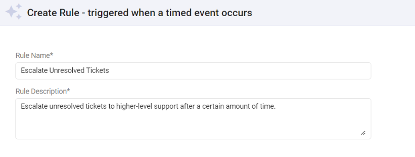 provide rule name and description for time trigger automation rule