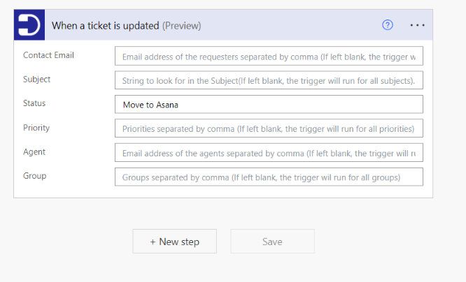 using move to asana as the status in ticket is updated trigger condition