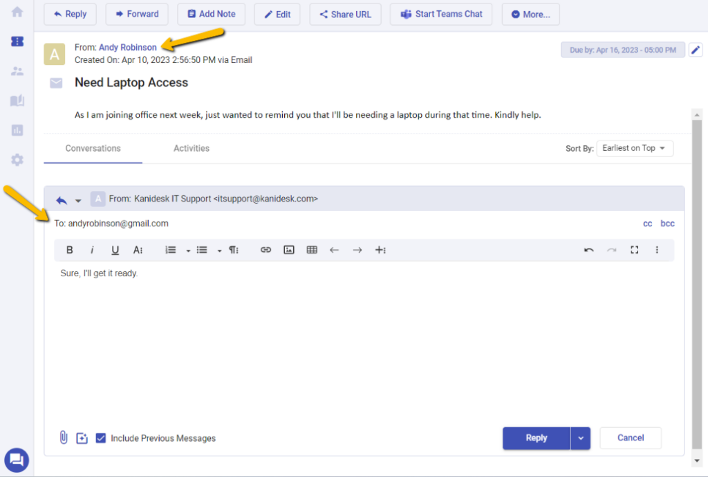 replying back to tickets from the Agent Portal