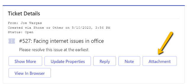 adding attachment to a ticket in Desk365
