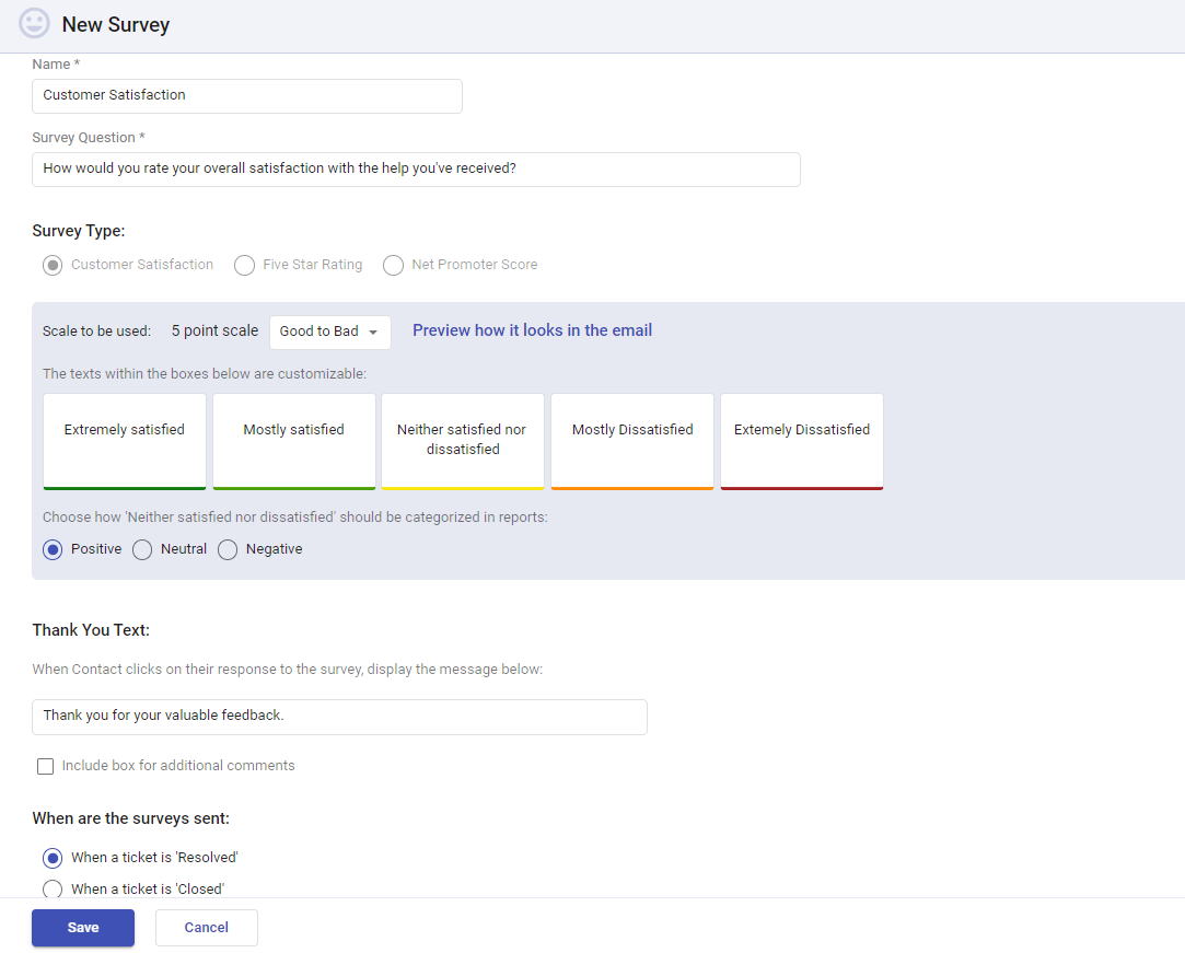 creating a new survey in Desk365